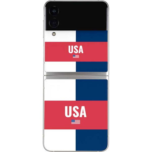 USA Flag Color Block Galaxy Z Flip3 5G Skin